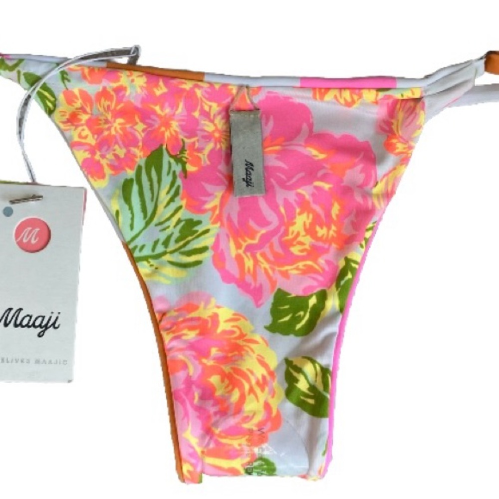 NWT! $69 MAAJE women’s Bottom SWIMWEAR reversible STRIPE/Floral Size: M NEW!